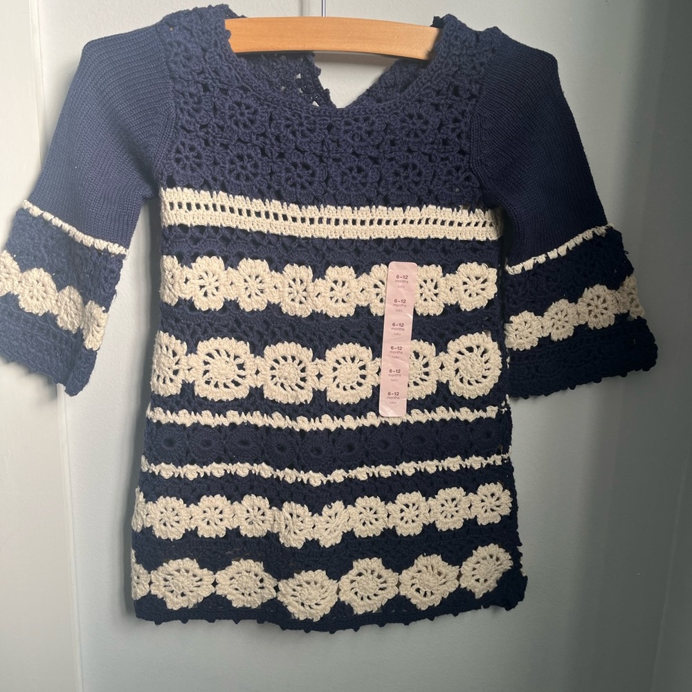 NWT Baby Gap 
Crocheted  dress Size 6-12 Mos.